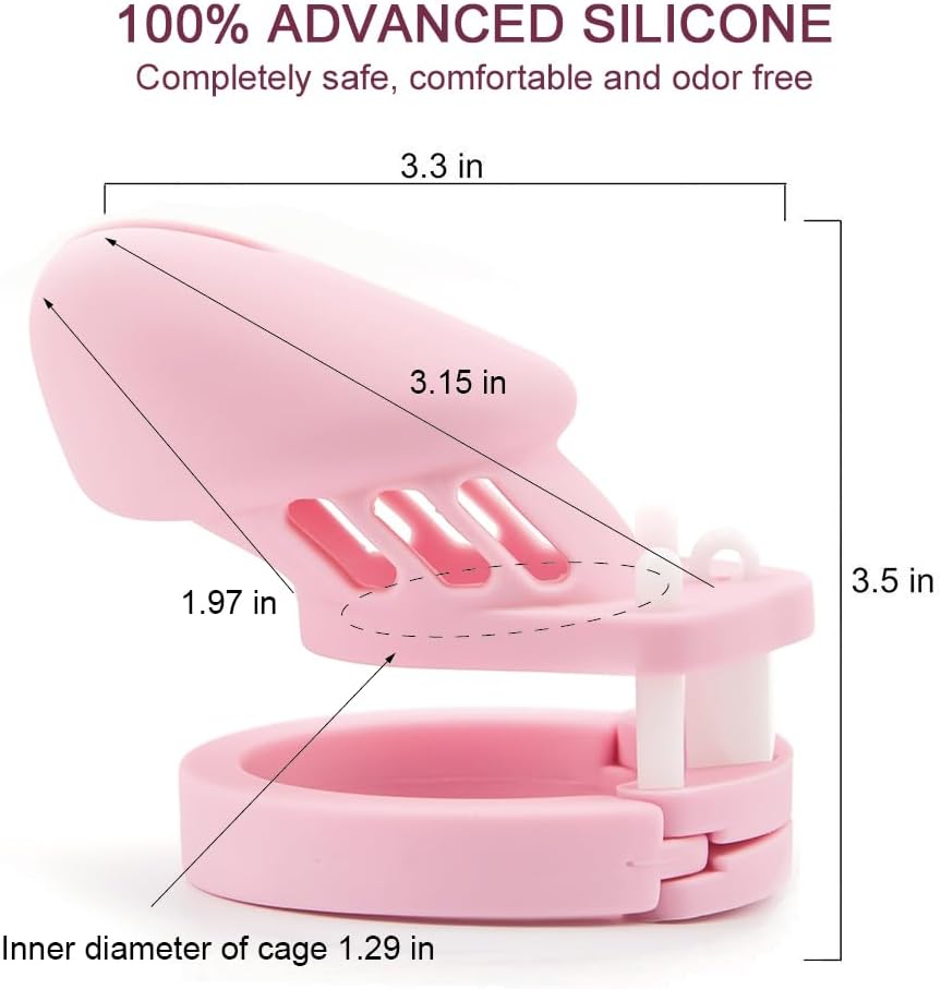 RZY Silicone Cock Cage Chastity Cage Chastity Device for Male Penis Exercise (Pink)