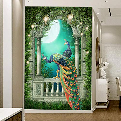 Decor Production Peacock Floral Mural Wallpaper Wall Sticker Poster for Home & Office Decor, Living Room, Bedroom, Kids Room etc (Self Adhesive Wallpaper, 30×60 Feet)_02