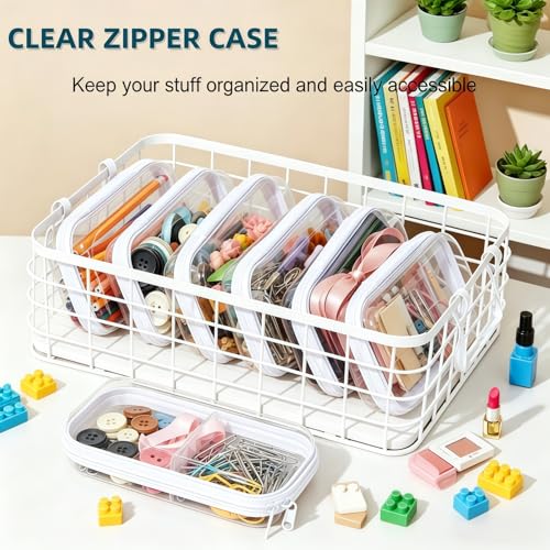 Image of 2PCS Thickened Clear Hard Shell Zipper Case,Professional-Grade Plastic Clear Zipper Pencil Case, Toiletry Pouch, Travel Organizer, Cosmetic Bag, Toy Storage Bins (2PCS-L)