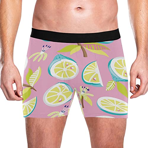 Bóxer para hombre Vnurnrn de limones rosas, pack de 2 calzoncillos elásticos de algodón 2