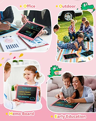 Kokodi 12 Inch Lcd Writing Tablet With Anti-Lost Stylus, Erasable Doodle Board Colorful Toddler Drawing Pad, Car Travel School Games Toys For 3 4 5 6 7 8 Kids, Birthday Gift For Girls Boys Adults Pink #TOP5