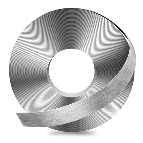 Image of GSCIT Club Grey Silver Edge Banding, 1 /2 Inch x 25ft Aluminum Brushed Edge Banding PVC Edge Trim for Cabinet Repair Furniture