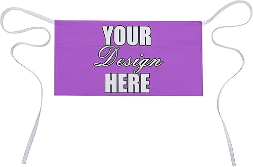 PrintOnDemand Delantal de cocina corto personalizado, diseño de nombre, logotipofoto, ajustable con tres bolsillos delanteros