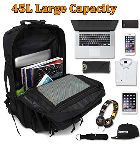 45L Military Tactical Backpack, Createy Large Army 3 Day Assault Pack Molle Bag #TOP6