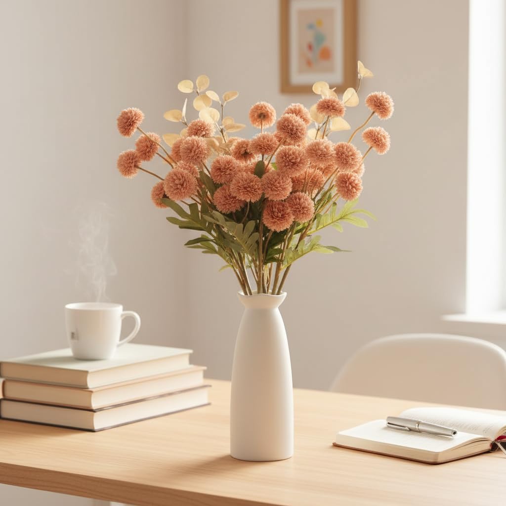 Artificial Flowers for Vase, 12 Bundles Fake Plants, Beige, Faux Flowers, for DIY Bouquet Centerpieces Wedding Fillers, Chrysanthemum Flowers Artificial for Spring Summer Autumn