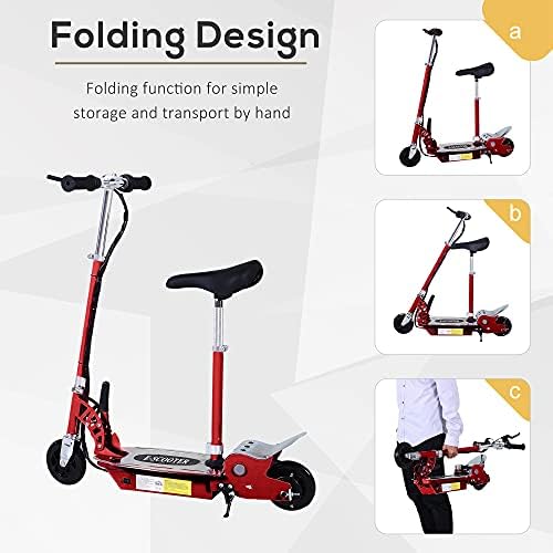 HOMCOM 120W Teens Foldable Kids Powered Scooters 24V Rechargeable Battery Adjustable Ride on Outdoor Toy