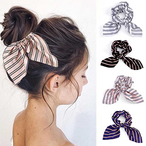 Bartosi Hair Ties Bow Hair Scrunchies Ponytail Holders Hair Rope Head Pieces Fashion Hair Scarf Hair Accessories for Women and Girls (Pack of 4)