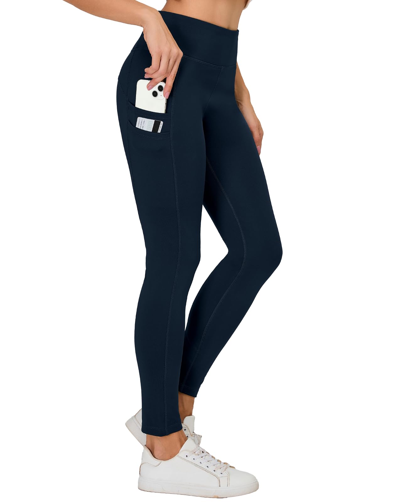 HMILES Legging de sport thermique pour femme - Imperméable - Doublure en polaire - Taille haute - Opaque - Pantalon de yoga avec poches