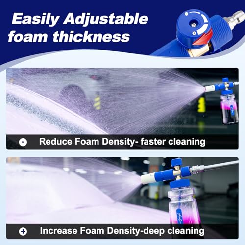 Image of REALYOU Foam Cannon, Foam Cannon for Pressure Washer with 1 /4 Inch Quick Connector, Additional 1.1mm Orifice Nozzle and 1L Bottle