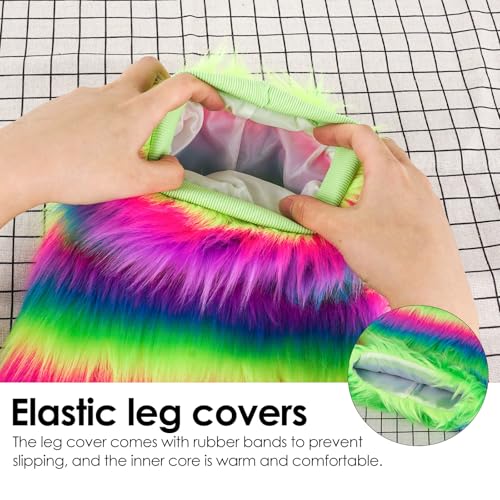 Image of Rainbow Furry Leg Warmers, Rainbow Furry Fluffy Leg Warmers (1Pair)