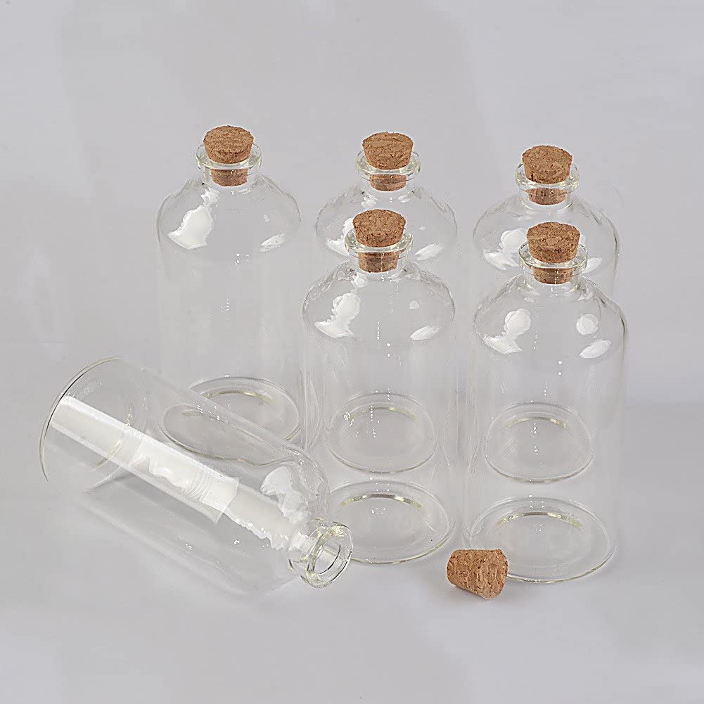 Mini szklane butelki, butelki życzeń, 110 ml przezroczyste szklane butelki z korka Fiolki rękodzielnicze Szklane puste butelki życzeń Słoiki Pojemniki Fiolki DIY na wesele (rozmiar: 20 ml)