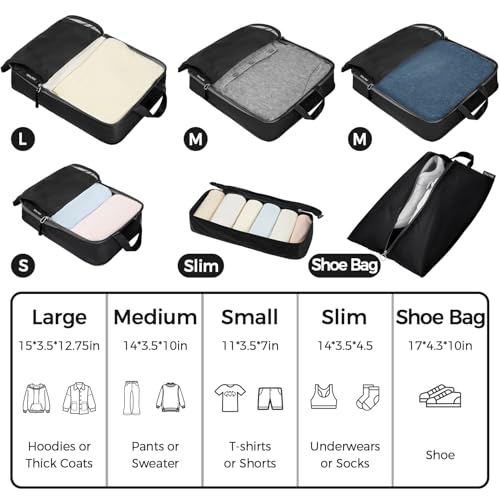 Image of BAGAIL 6 Set Ultralight Compression Packing Cubes Packing Organizer for Travel Accessories Luggage Suitcase Backpack