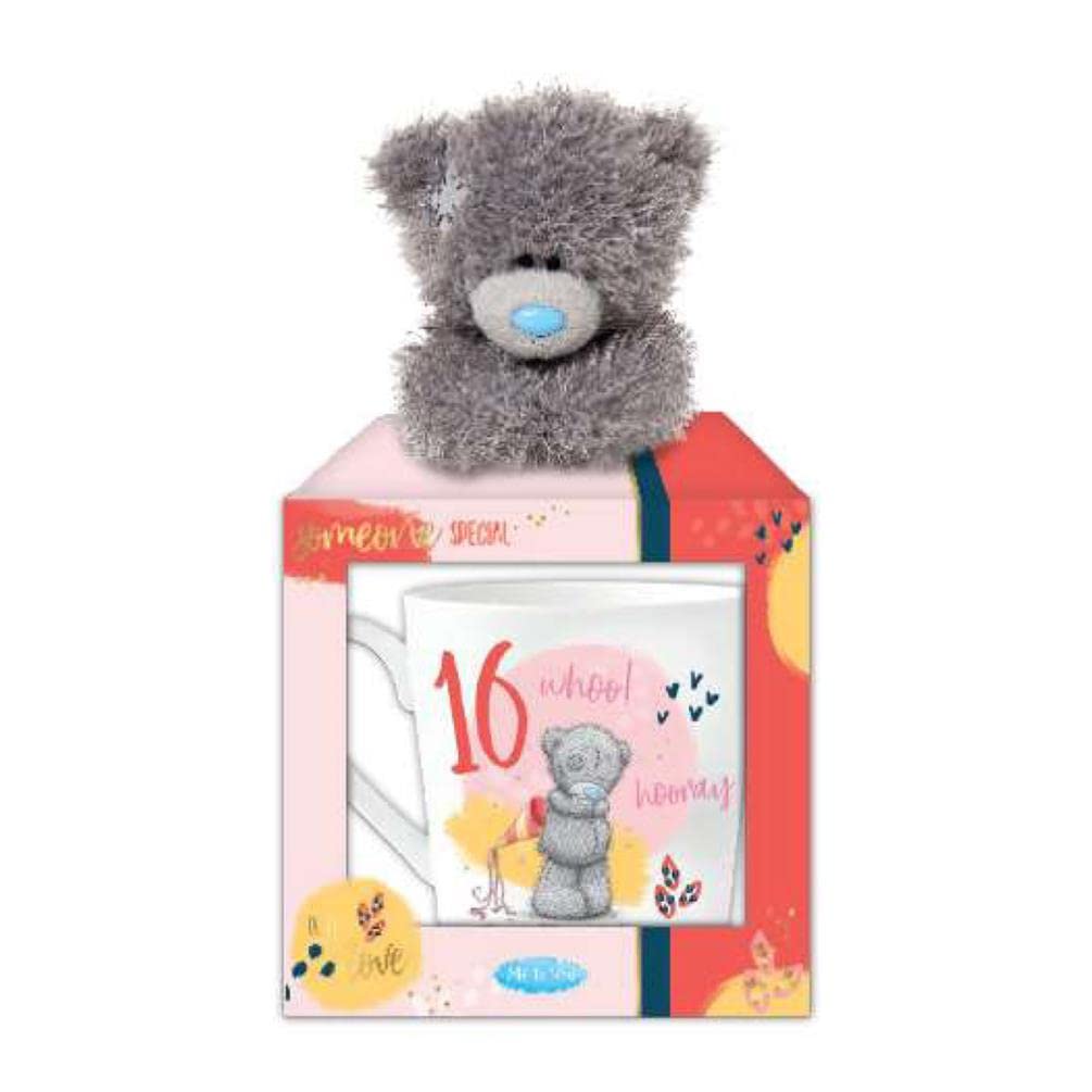 Me To You Bear16th Birthday Mug Ceramic & Plush Gift Set.AGM01083, Grey!