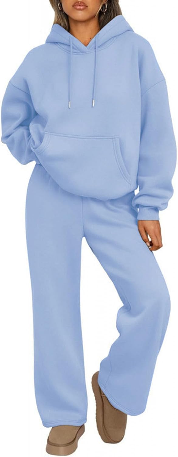 Sweat Set for Women: Hoodie and Sweatpants Set, Oversized Fleece Hoodies Baggy High Waist Wide Leg Sweatpants