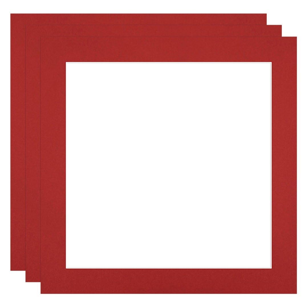 Procut Global 10x10" Crimson Picture Mounts to Fit 8x8" Aperture - Precision Cut Cardboard Photo Mount - Ideal for Frames, Prints, Artwork & Certificates - Sizes & Colours Available - 3 Pack — image 1