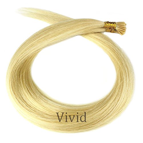 25 Strands Straight Micro Ring Links Locks Beads Keratin Stick I Tip Human Hair Extensions Color # 613 Platinum Blonde