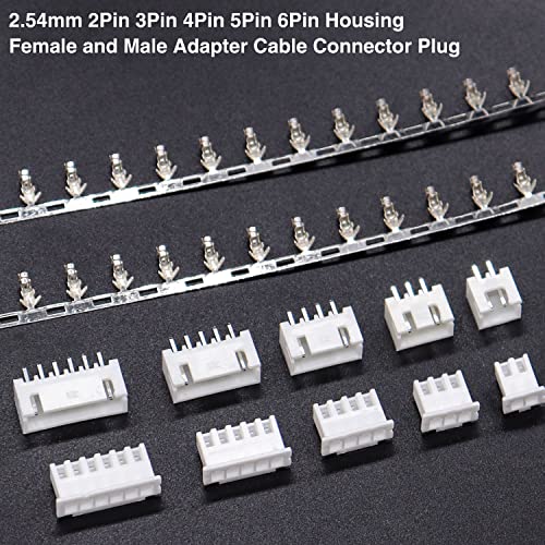 Taiss 560PCS 2.54mm JST-XH Connector Kit 2.54mm 2/3/4/5/6 Pin Housing Female and Male Adapter Cable Connector Plug,JST Connector Female Pin Head Connector Adapter Plug