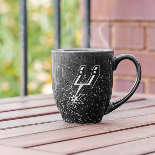 Rico Industries NBA Basketball San Antonio Spurs Primary 16 oz Team Color Laser Engraved Speckled Ceramic Coffee Mug