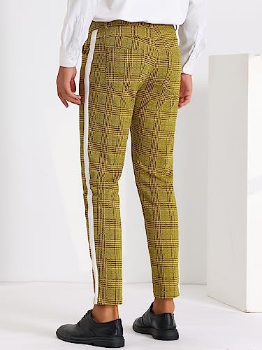 Lars Amadeus Houndstooth Dress Pants for Men's Contrast Color Checked Flat Front Plaid Formal Pants3
