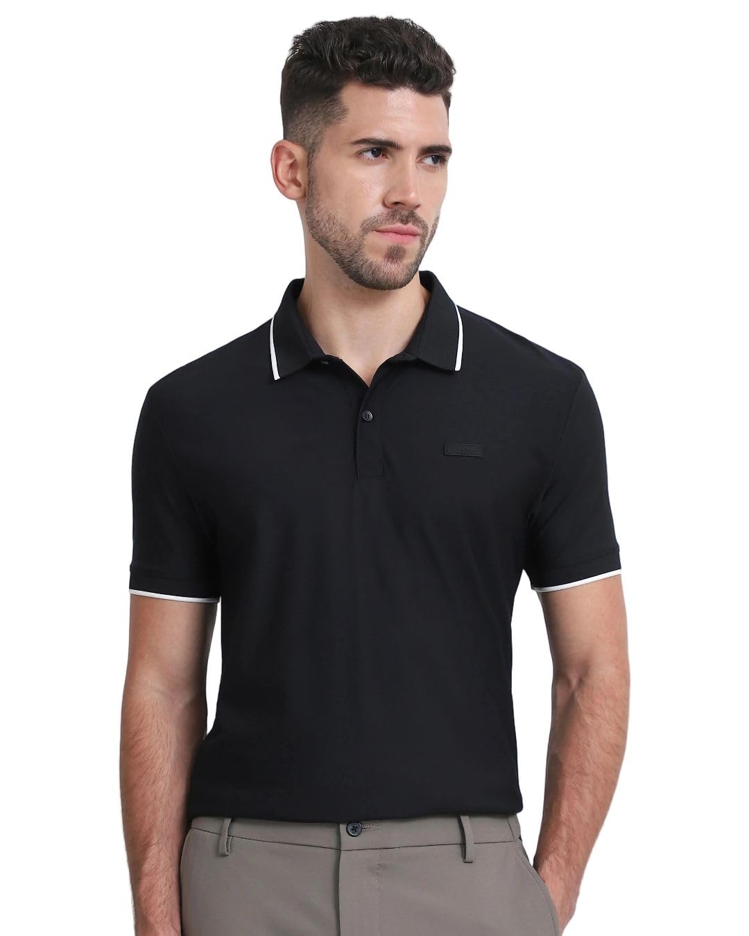 Black Solid Polo T Shirt