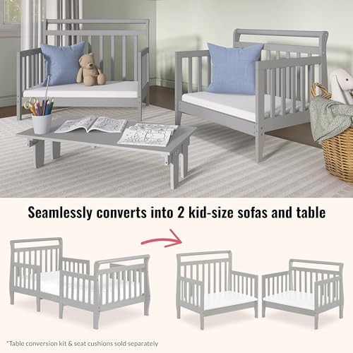 Dream On Me Emma 3-in-1 Convertible Wooden Toddler Bed in Steel Grey, Baby Safety Alliance Certified, Low-to-Floor Design, Solid Pinewood with Safety Rails by Dream On Me - Image 6