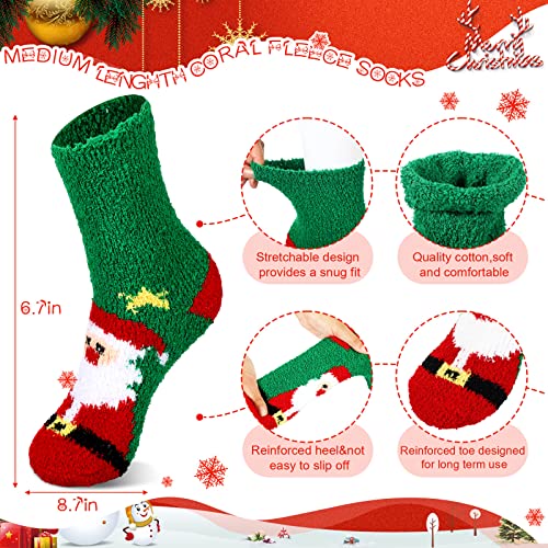 Liitrsh 36 Pairs Christmas Fuzzy Socks for Women Holiday Coral Velvet Women's Slipper Socks Soft Warm Christmas Socks Winter Fluffy Socks Holiday Sleeping Socks for Xmas Gifts (Cute Style)3