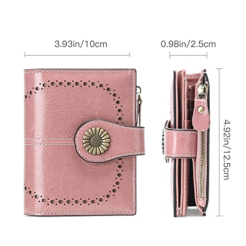 SENDEFN Small Womens Wallet Leather Bifold Card Holder RFID Blocking with Zipper Coin Pocket3