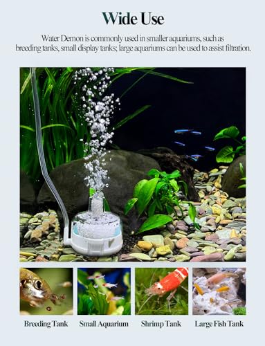Image of UPETTOOLS Mini Aquarium Sponge Filter, Small Fish Tank Filter Submersible Fish Filter Built-in Air Bubble Stone and Bio Balls for Fish Tanks up to 5 Gallon (Air Pump Not Included)