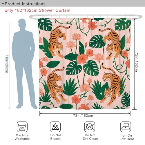 Rideau de douche tigre et nénuphar en polyester orange 183x183 cm