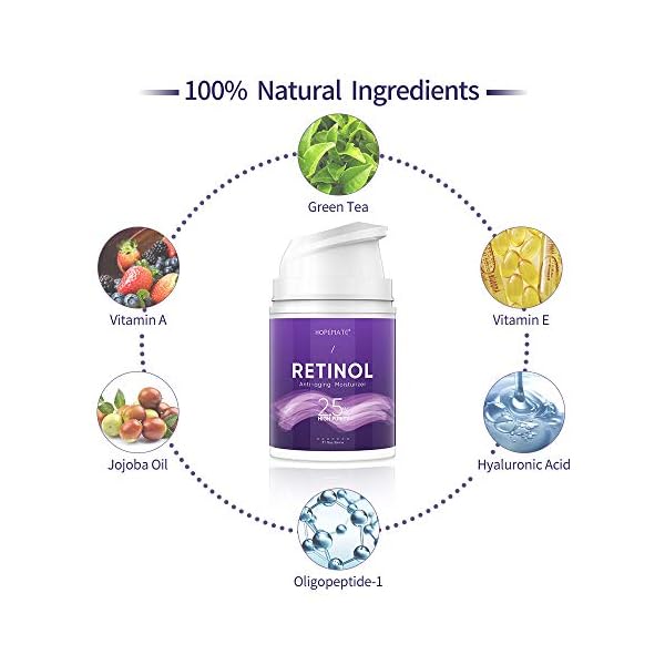 HOPEMATE-Premium-Retinol-Cream-Anti-Aging-Moisturizer-Cream-25-for-Face-and-Eye-Care-Anti-Wrinkle-Essence-with-Hyaluronic-Acid-Vitamin-E-and-Green-Tea-Day-and-Night-Cream-17-FlOz-50ml HOPEMATE Retinol Cream, Anti-Aging Moisturizer Cream 2.5% for Face and Eye Care, Anti-Wrinkle Essence with Hyaluronic Acid, Vitamin E and Green Tea, Day and Night Cream, 1.7 Fl.Oz, 50ml