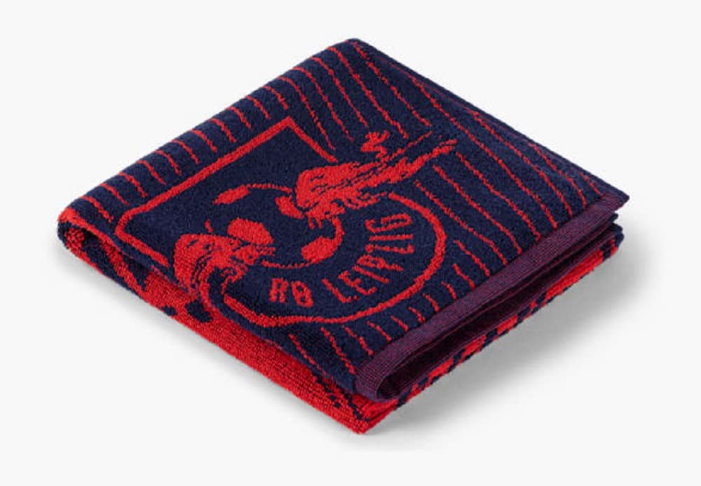RB Leipzig Duschtuch Speed rot-schwarz Streifen 70 x 140 + Lesezeichen Wir | Badetuch, RBL, 70x140 cm