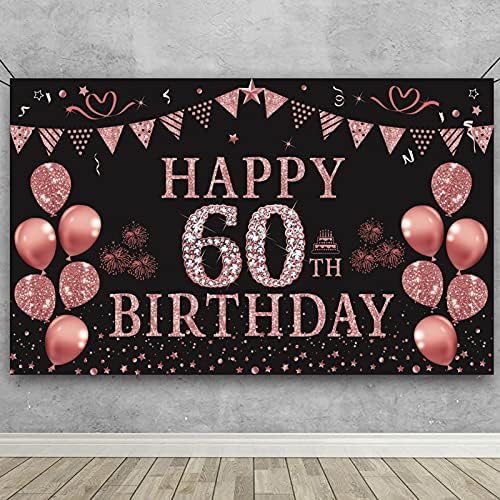 Trgowaul 60th Birthday Decorations for Women Rose Gold Birthday B...