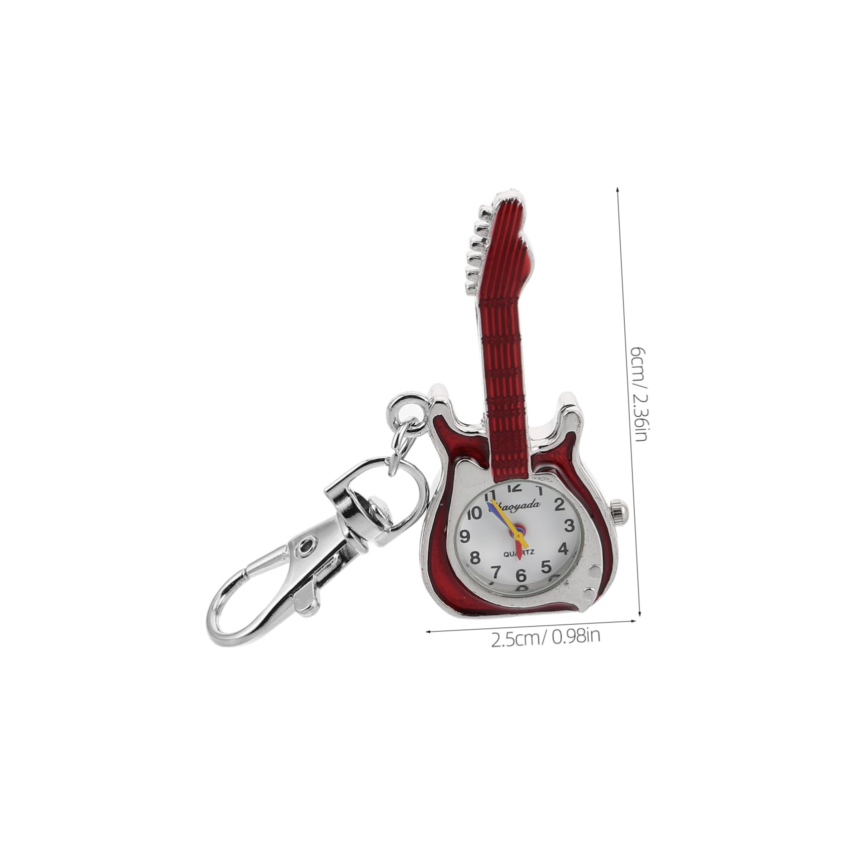 Reloj Llavero Forma de Guitarra para Niños, Reloj de Bolsillo de Cuarzo, Compacto y Portátil, Accesorio Lindo para Decoración de Mochila o Bolso