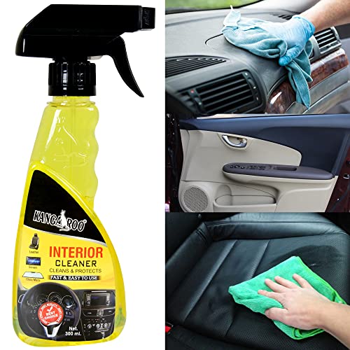 Image of Kangaroo Premium Interior Cleaner with Car Shampoo for Exterior Clean and Protection 300 ml Each (Interior or Exterior Cleaner)