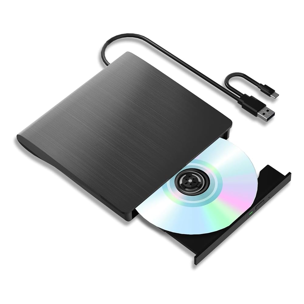 Graveur Blu-Ray Double Interface, Finition Brossée, USB 3.0, Lecteur Optique Externe, Graveur DVD/CD, Lecteur DVD Externe pour Ordinateur Portable
