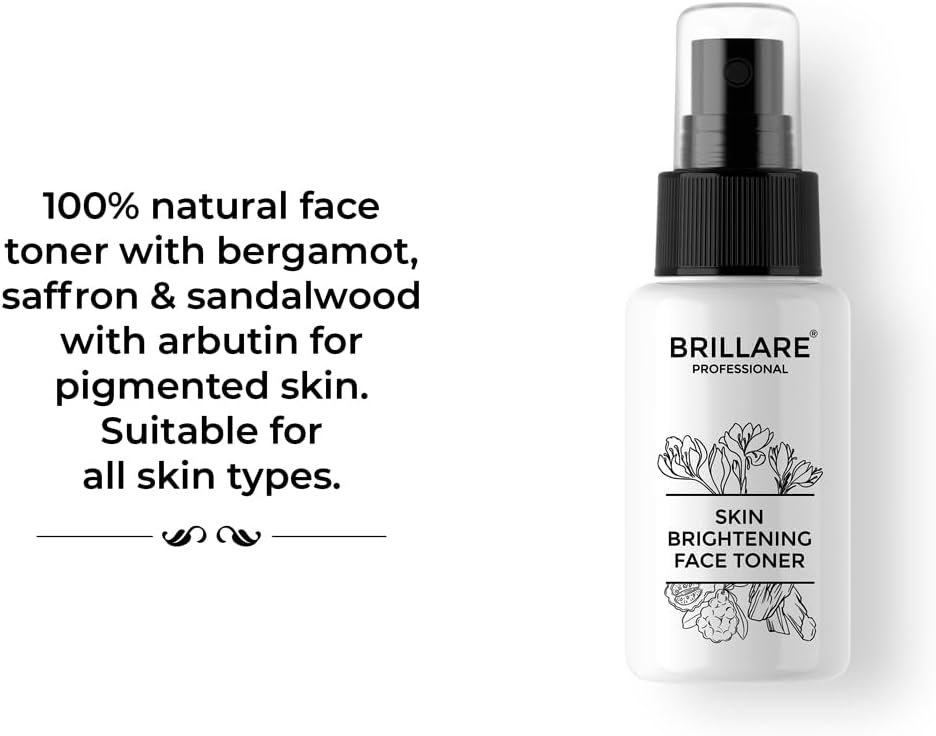 Brillare Skin Lightening Face Toner with Arbutin, Saffron and Sandalwood (50 ML), Zero Chemicals