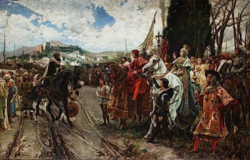 HCOTZHPY Pintura Famosa Póster Retro Modernos Mural Fotos la rendición de granada de francisco pradilla y ortiz para Sala de Estar 60x90cm