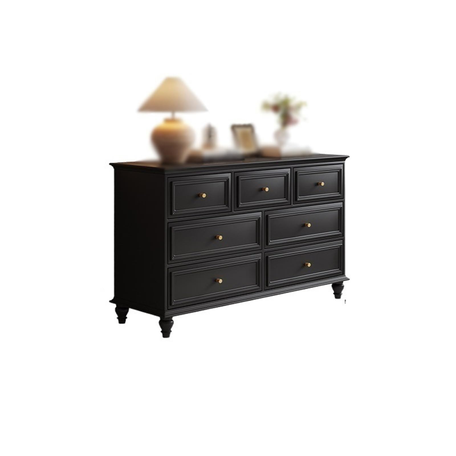 Dh2yjnbf3 Bedroom Dresser With 7 Drawers Wooden Storage Tower Chest Of For Bedroom, Hallway, Closets Storage Organizer(Black,Medium)