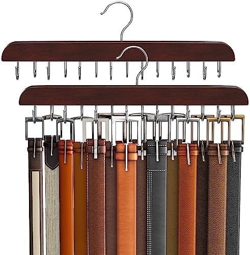 Amazon.com: Belt Hanger, Wooden Belt Organizer for Closet, Large ...