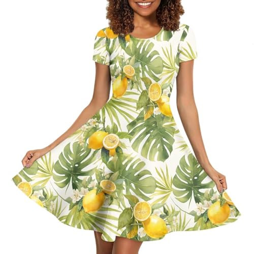 Image of AFPANQZ Womens Casual Summer Lightweight Vintage Dress Short Sleeve Midi Dress Knee-Long Luxury Formal Dress