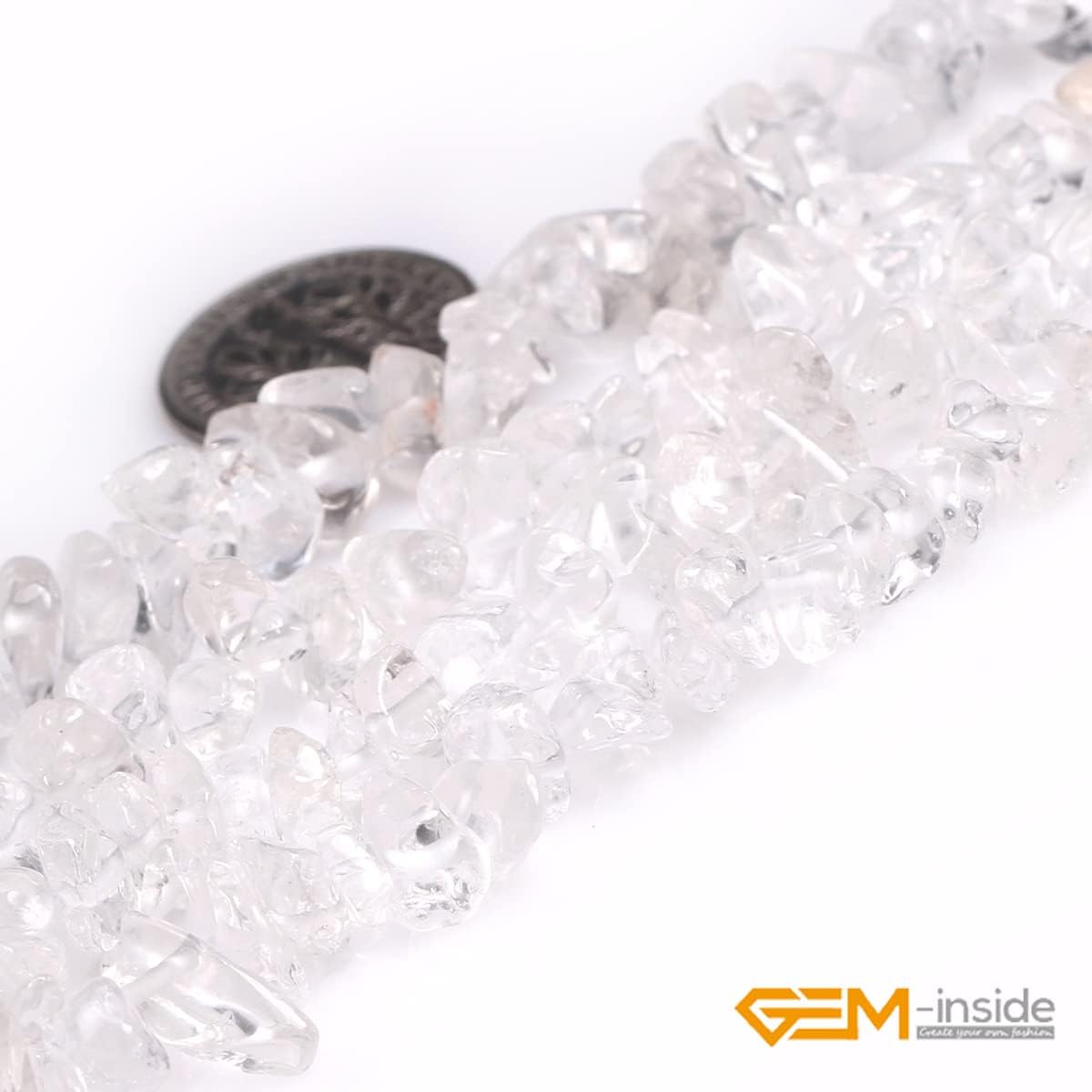 GEM-Inside Rock Crystal Quartz Chips Natural 7mm-8mm Gemstone for Bracelet Necklace Earrings Jewelry Making Crafts Design Wholesale Loose Beads 34"