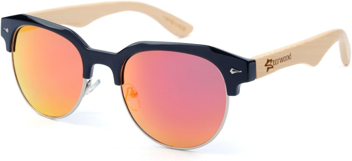 Starwood Clubmaster Handmade Bamboo Wood sunglasses (Polarized) - Red
