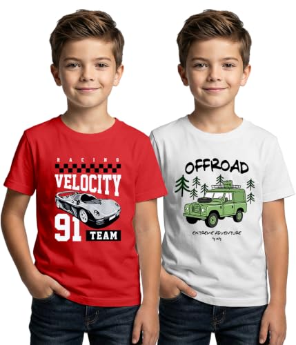 Image of XENOVAURBAN Kids Tshirt 2 Combo for Boys /Girls | Cotton Fabric | Graphic Printed Round Neck T-Shirt for Kids - KRN2-PRINTED-PAR