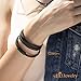 555Jewelry Stainless Steel Braided Double Wrap Leather Twist Rope Chain Cord Adjustable Magnetic Clasp Simple Men Women Unisex Fashion Jewelry Accessory Bangle Bracelet, Black & Black 9 Inch