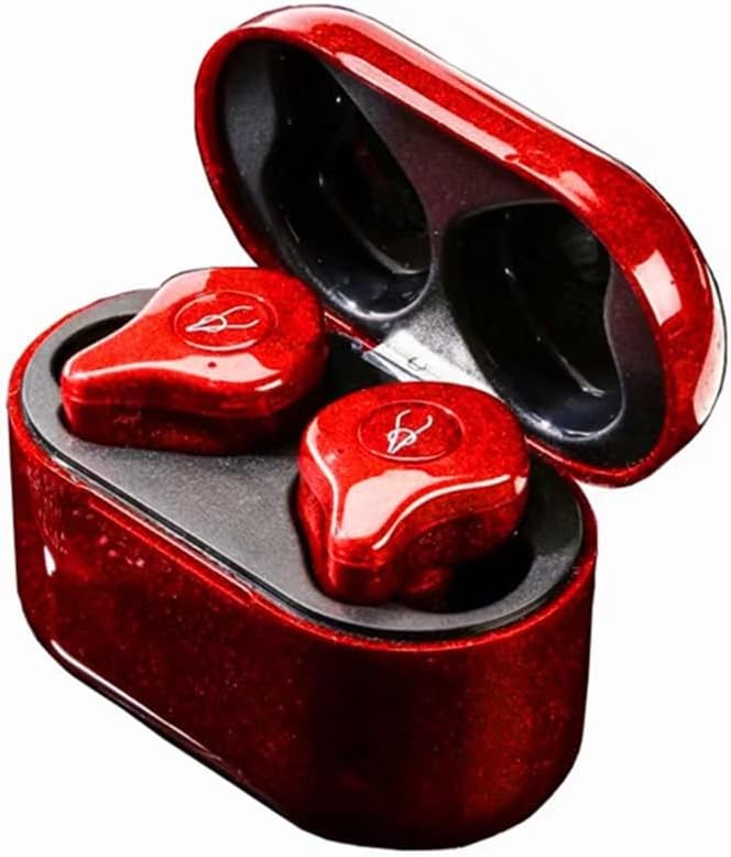 Sabbat E12 Marble Series 2025 New Ultra Noise Cancelling Wireless Earbuds Blutooth 5.2 HIFI Stereo In-Ear headphones with Built-in Mic,Wireless Charging Case suitable for IOS, Android(Neon red)