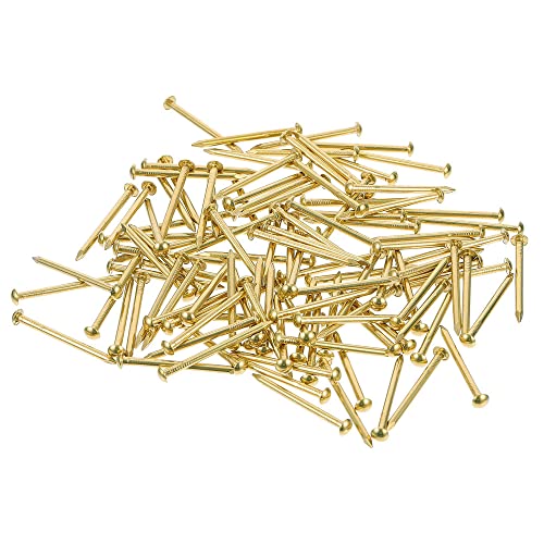 YPLonon 150g Wood Nails Gold Wall Pins Approx 570Pcs Brass Pin Tacks for Wood Wall 20MM Round Head Panel Nails Gold Nail Tacks for Woodworking Wall Hanging