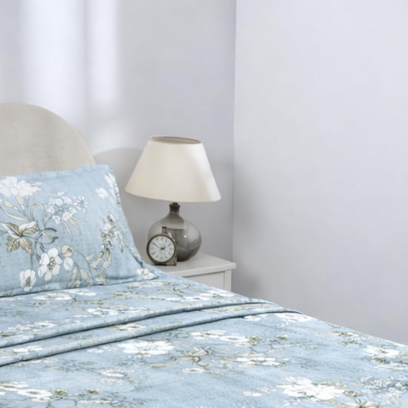 Image of BSB HOME Double Bedsheet 144 TC Microfiber with 2 Pillow Covers | Smooth, Lightweight & Quick-Dry Bed Sheet Set | Comfortable Bedding for Home, Guest Room & Daily Use - Misty Blossom