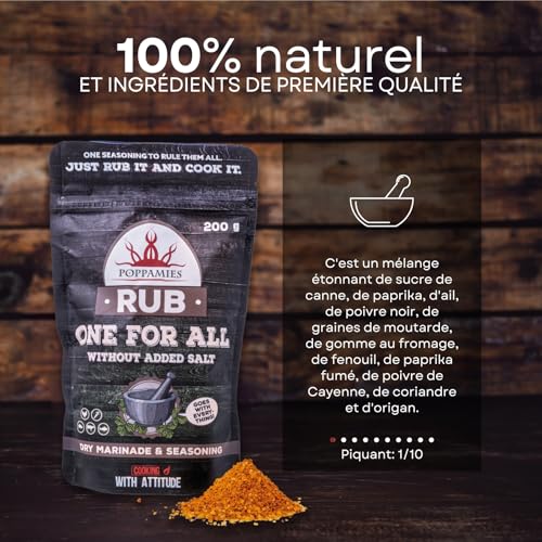 Poppamies BBQ Rub One for All - Assaisonnement Tout Usage - Assaisonnement BBQ 100% Naturel et Universel - Parfait pour les plats de bœuf, porc, poulet, poisson et légumes - Grand Format (200g) – vue 6
