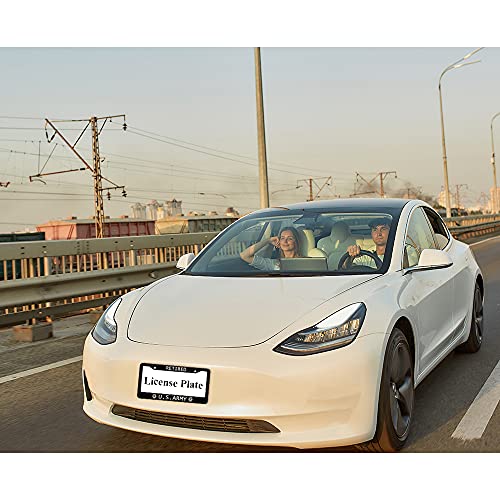 Ofloral U.s. Army Retired Aluminum Alloy License Plate Frame Black Circle Retirement Sign Phnom Penh Star Applicable To Us Standard Car Metal Front Car Tag Frame Cover Holder For Women Men(1 Pack) #TOP2