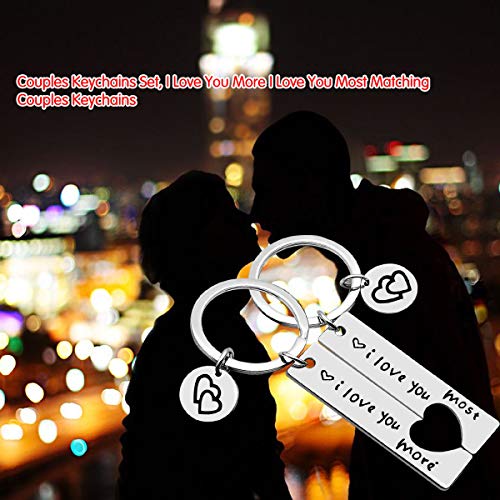 Couple Gifts Keychain For Husband Wife ,I Love You Most I Love You More Matching Couple Keychain For Him And Her,Valentine's Day Birthday Gifts For Boyfriend Girlfriend(2 Pack) #TOP5